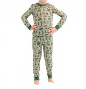 NEW SMALL SHOP kids trooper bamboo pajama set in green